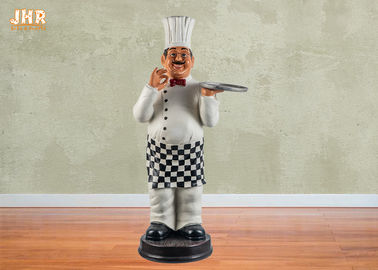 미소 뚱뚱한 Polyresin 요리사 동상 수지 요리사 조각품 프랑스 요리사 작은 조상 동상 백색