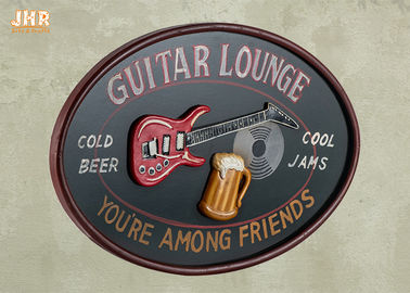 Personalized Antique Wall Art Sign Pub Sign Wall Decor Oval Shape Guitar Lounge